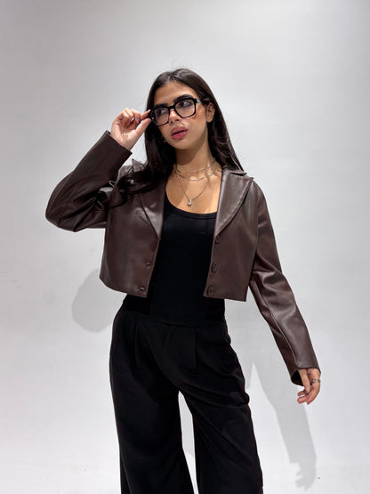 The Cropped Brown Leather Jacket