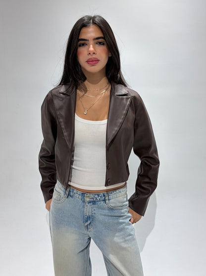 The Cropped Brown Leather Jacket