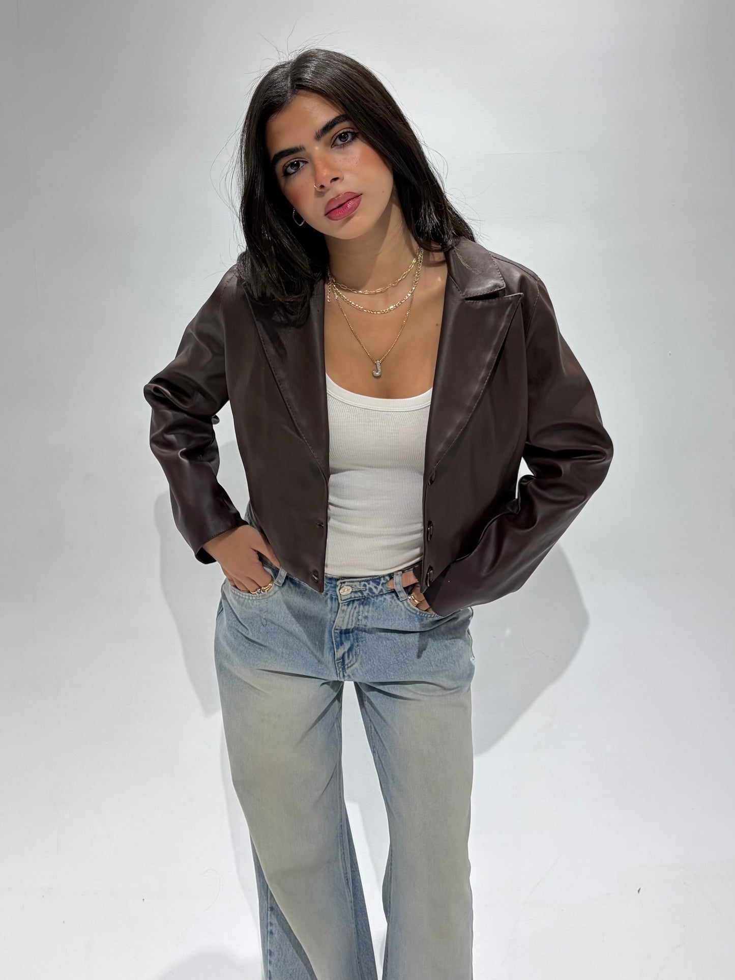 The Cropped Brown Leather Jacket