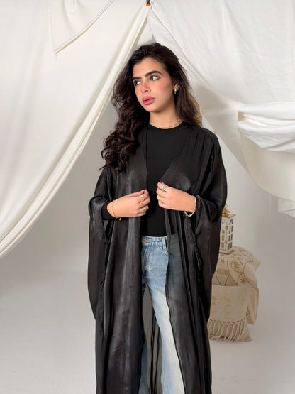Black Layali Shimmer Kaftan