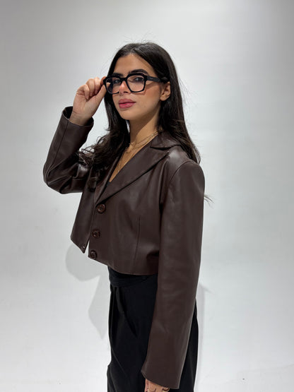 The Cropped Brown Leather Jacket