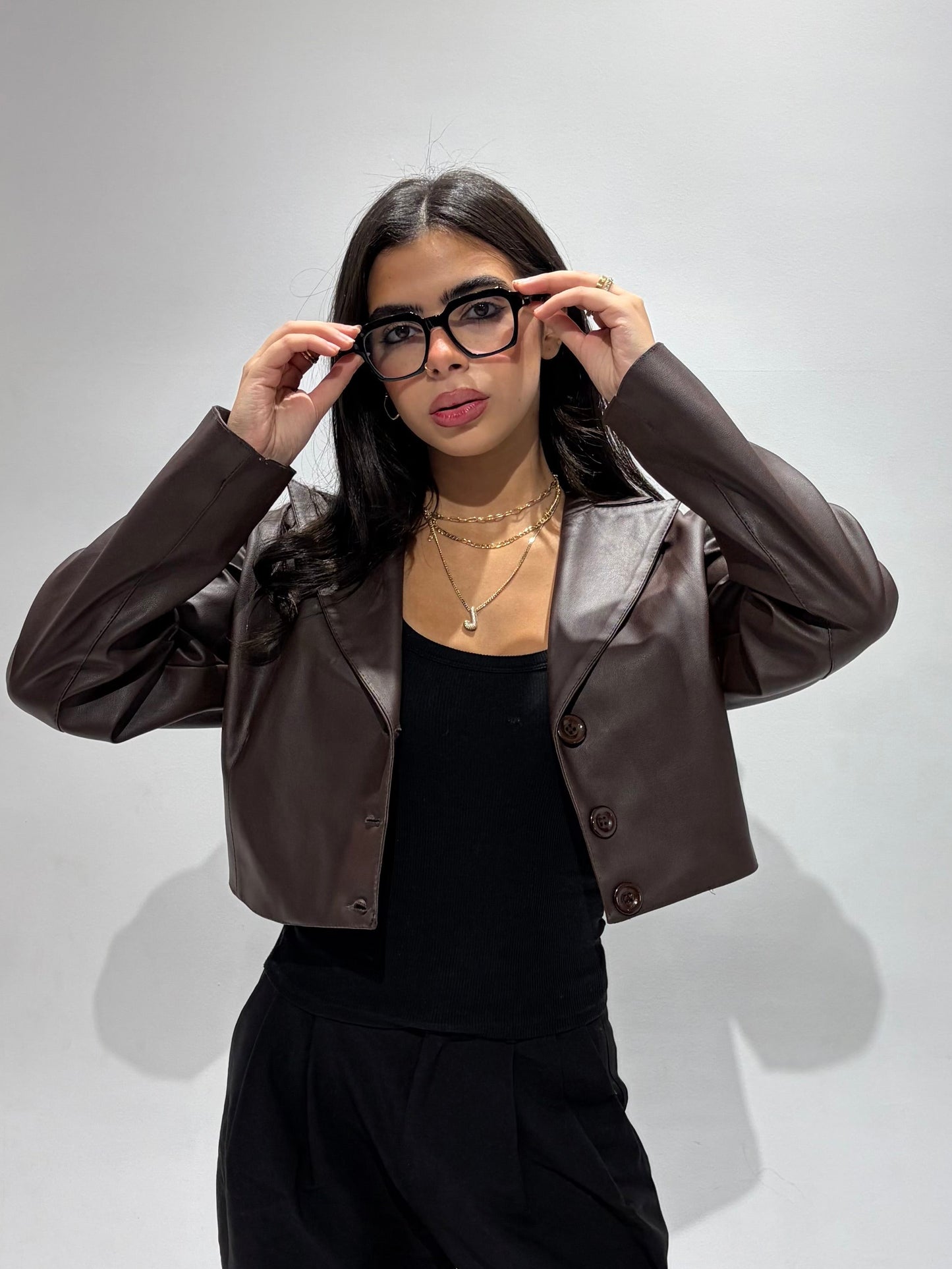 The Cropped Brown Leather Jacket