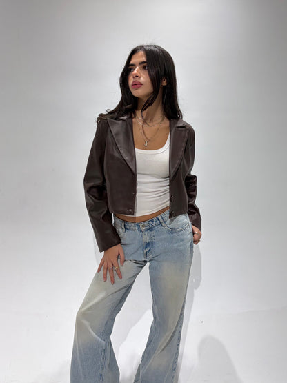 The Cropped Brown Leather Jacket